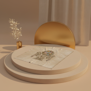 منديل "الأوركيد الملكي" المُطرز - فخامة الحرير والذهب