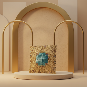 وسادة فاخرة مُطرزة يدوياً بالخيوط الذهبية والجواهر